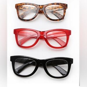 Betsey Johnson Retro Wayfarer 3 pc thick frame Lisa Readers NEW +1.50